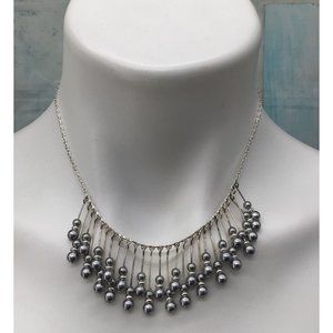 Napier Silver Toned Necklace with Silver Drop Beads
